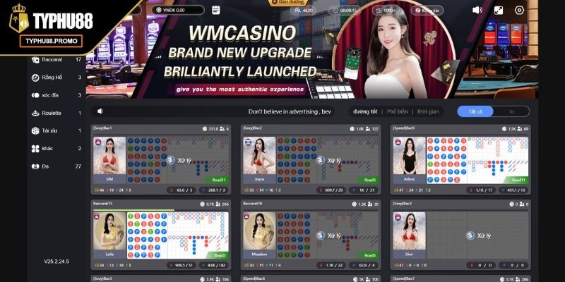WM Casino TYPHU88 Sòng Bạc Trực Tuyến Đẳng Cấp Nhất 2025 2 Sảnh chơi có dàn Dealer chuyên nghiệp tận tâm